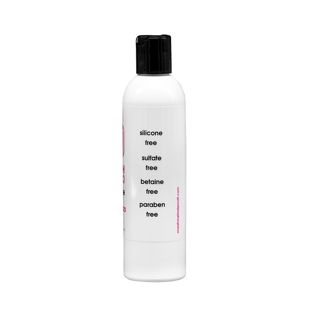 MarshMello CLEANSE Silicone free and No Sulfates Shampoo.  Plant-based shampoo, professional grade, pro-use, concentrated. Silicone and Sulfate-free. Gentle-Effective clean.