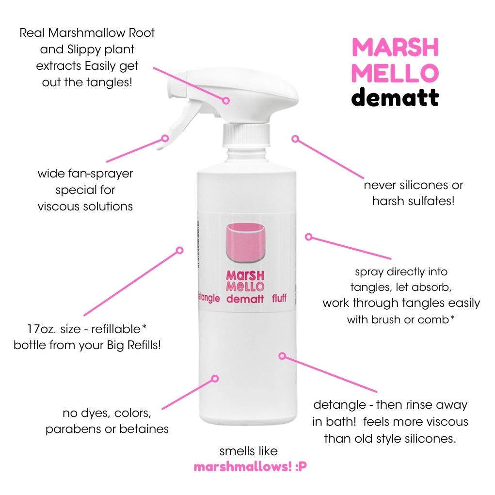 MarshMello Dematt - slippy detangling natural extract spray for dogs with real marshmallow root