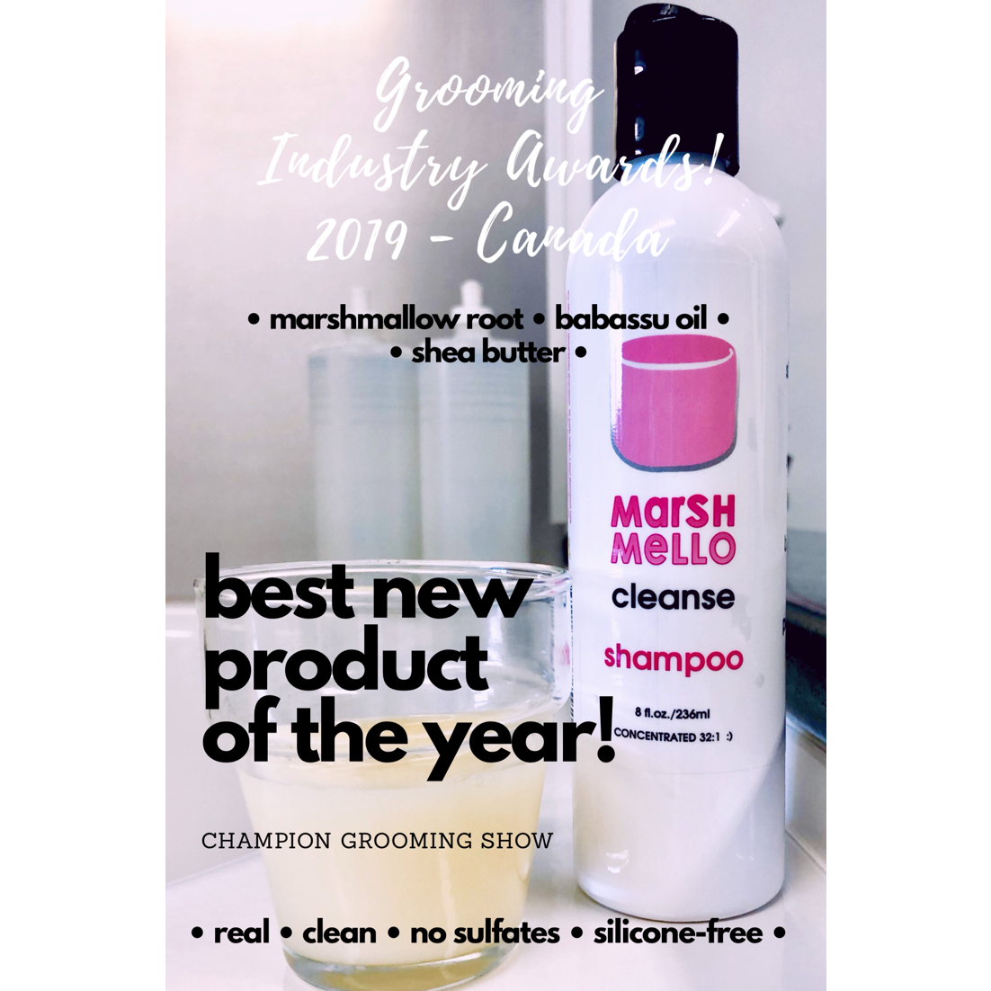 Plant-based shampoo, professional grade, pro-use, concentrated.  Silicone and Sulfate-free.  Gentle-Effective clean.